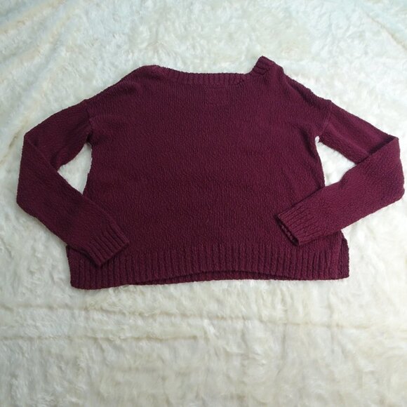 Hollister Maroon/White Knit L/S Sweater X-Small - Picture 2 of 6